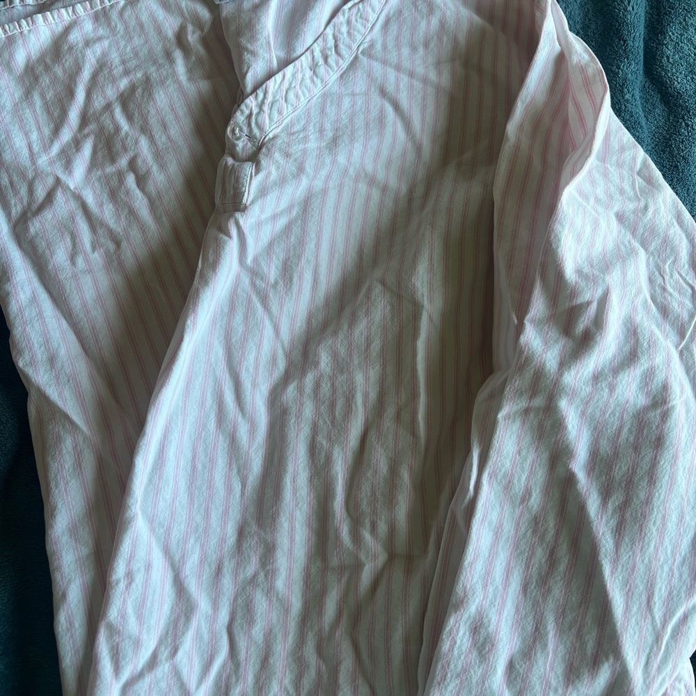Pink and White Striped Long sleeve night shirt